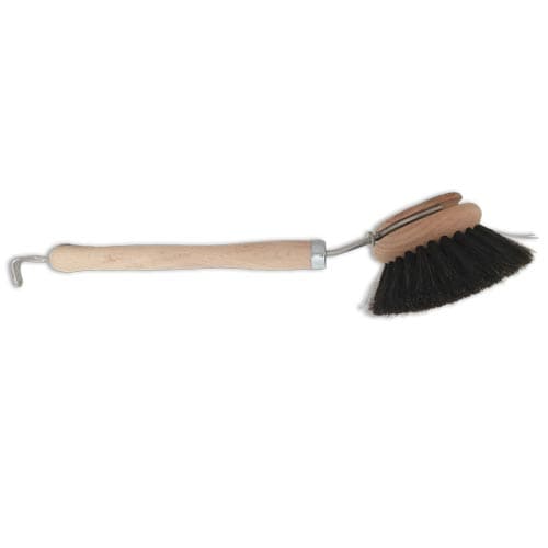 Soft brush with wooden handle for scrubbing